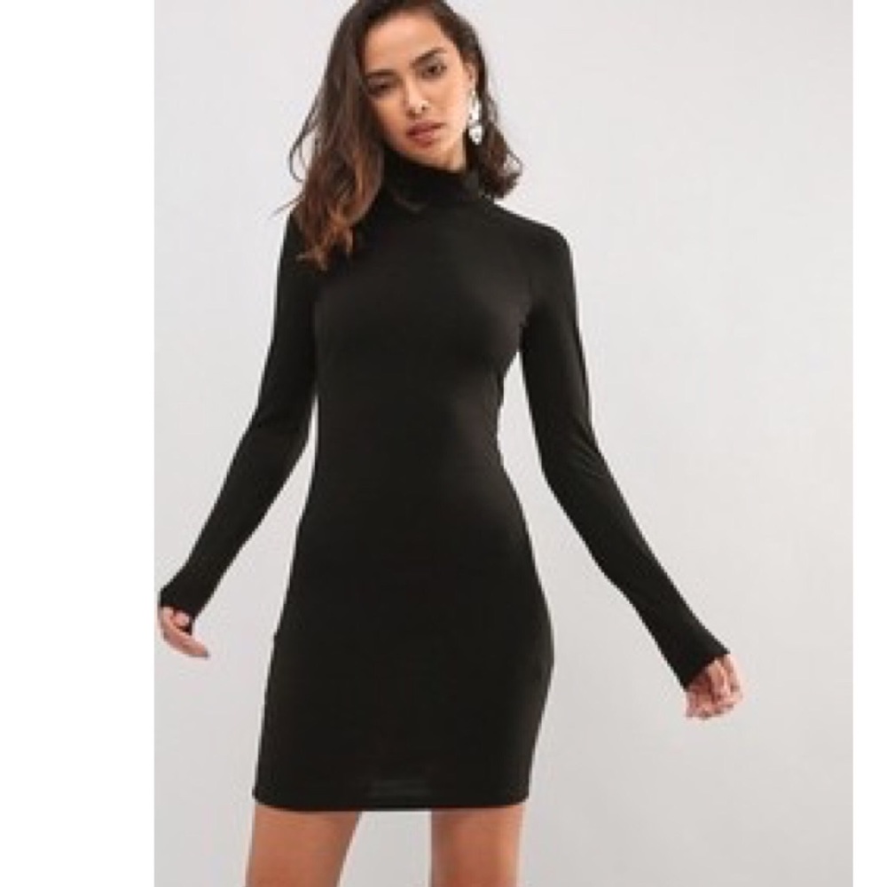 Black turtleneck bodycon style dress